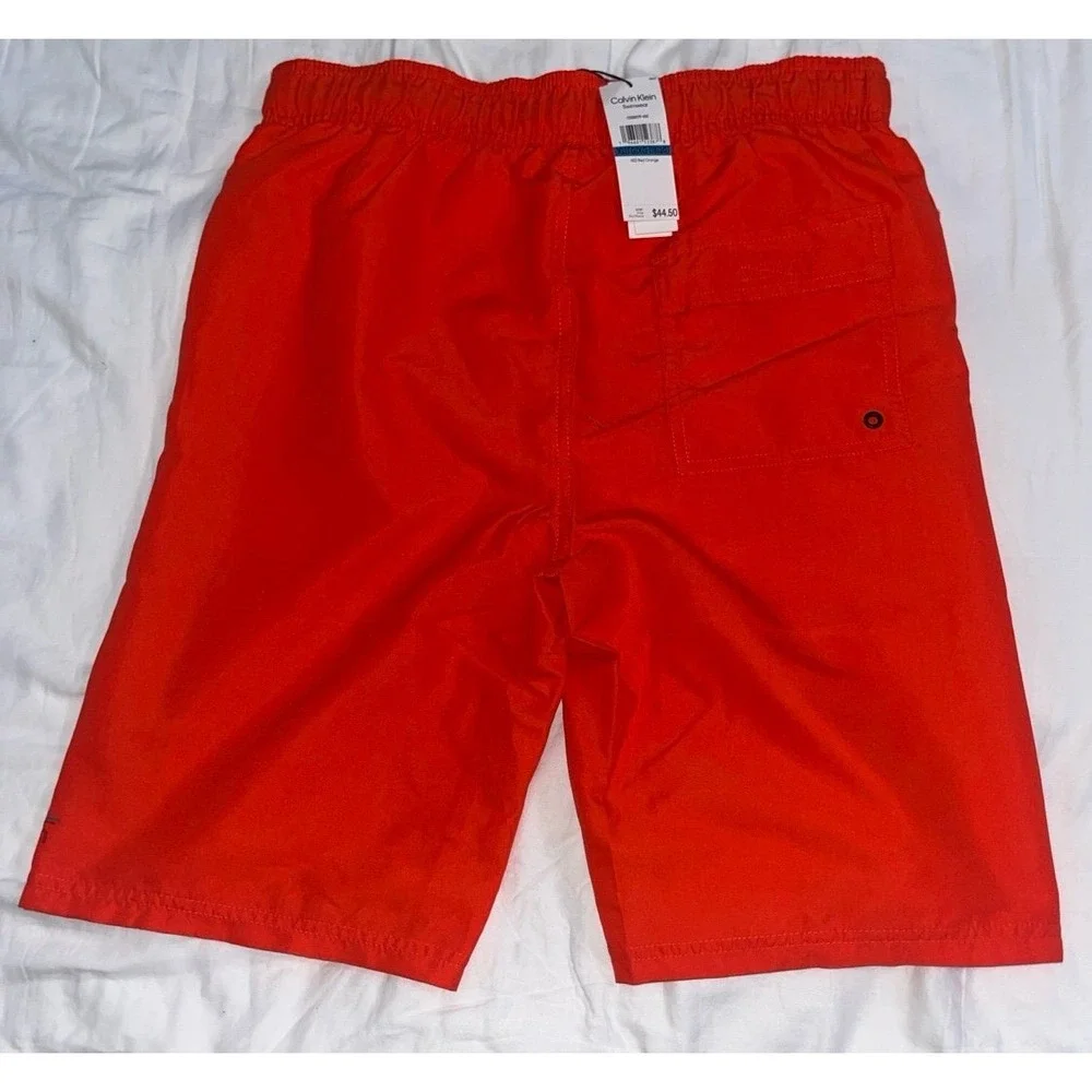Calvin Klein Boys Red Orange Swim Trunks Board Shorts XL 18/20 NWT CSSGK17F-652